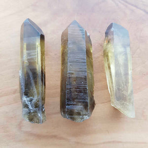 Natural Smokey Citrine Lemurian Point with Heat Phantoms