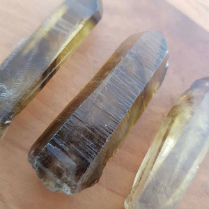 Natural Smokey Citrine Lemurian Point with Heat Phantoms