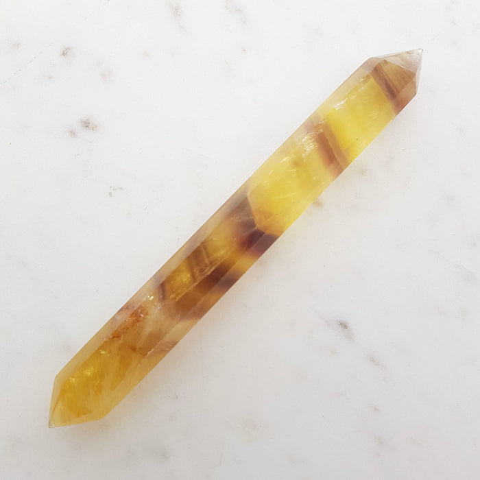 Gold & Purple Fluorite Double Terminated Polished Point (approx. 16.5x2cm)