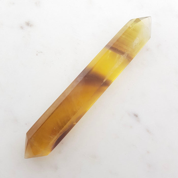 Gold & Purple Fluorite Double Terminated Polished Point (approx. 16.5x2cm)