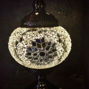 White & Silver Turkish Style Mosaic Lamp