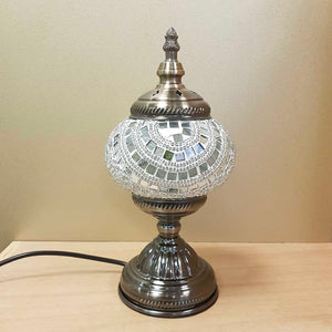 White & Silver Turkish Style Mosaic Lamp