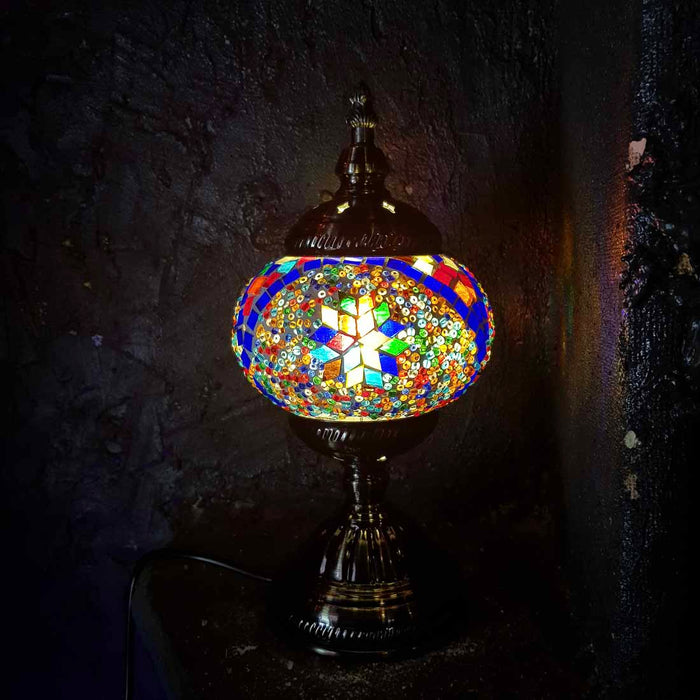 Colourful Turkish Style Mosaic Lamp (pumpkin shaped. approx. 28.5cm)