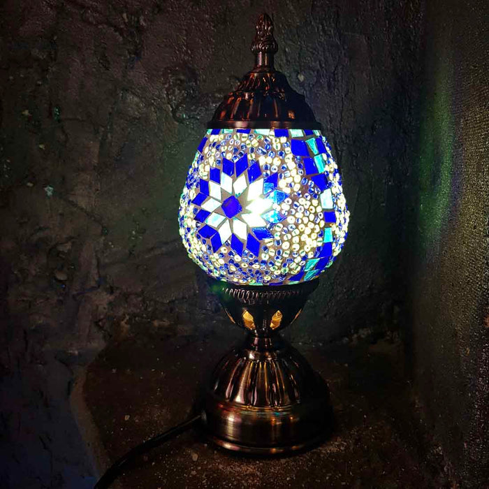 Moody Blues Egg Shaped Turkish Style Lamp (approx. 26cm)