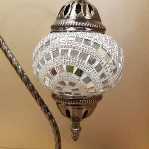 White & Silver Turkish Swan Neck Style Mosaic Lamp