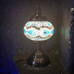 White & Blue Turkish Style Mosaic Lamp