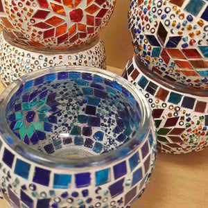 Colourful Turkish Mosaic Candle Holder (assorted. approx. 8x10cm)