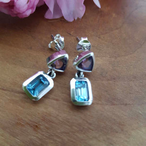 Amethyst & Blue Topaz Earrings (sterling silver)