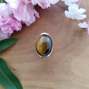 Gold Tiger's Eye Ring (sterling silver)