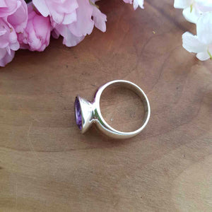 Amethyst Faceted Ring (sterling silver)