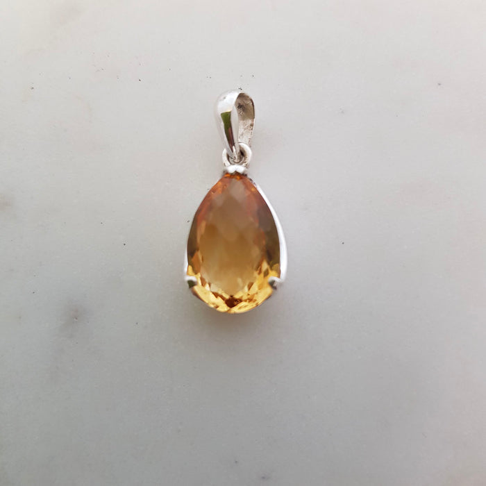Citrine Pendant (faceted. sterling silver)