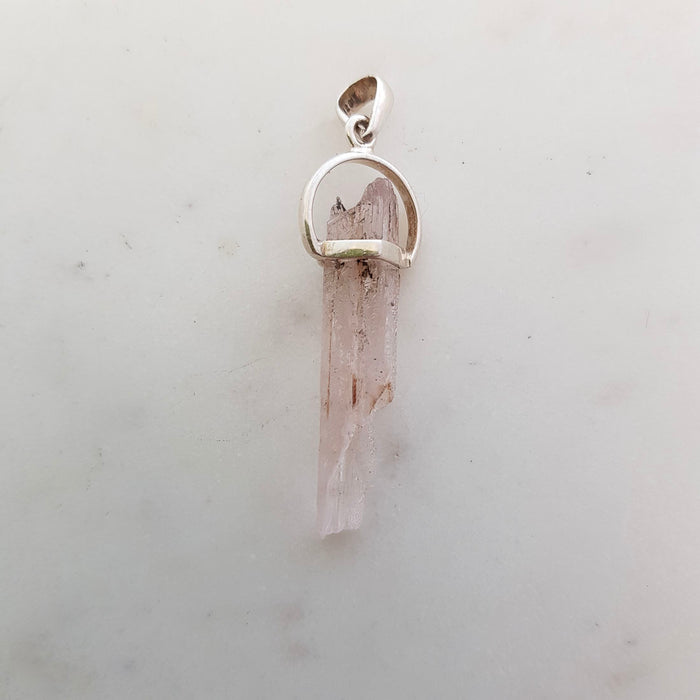 Kunzite (raw) Pendant set in Sterling Silver