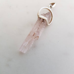 Kunzite (raw) Pendant set in Sterling Silver