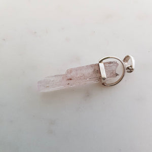 Kunzite (raw) Pendant set in Sterling Silver