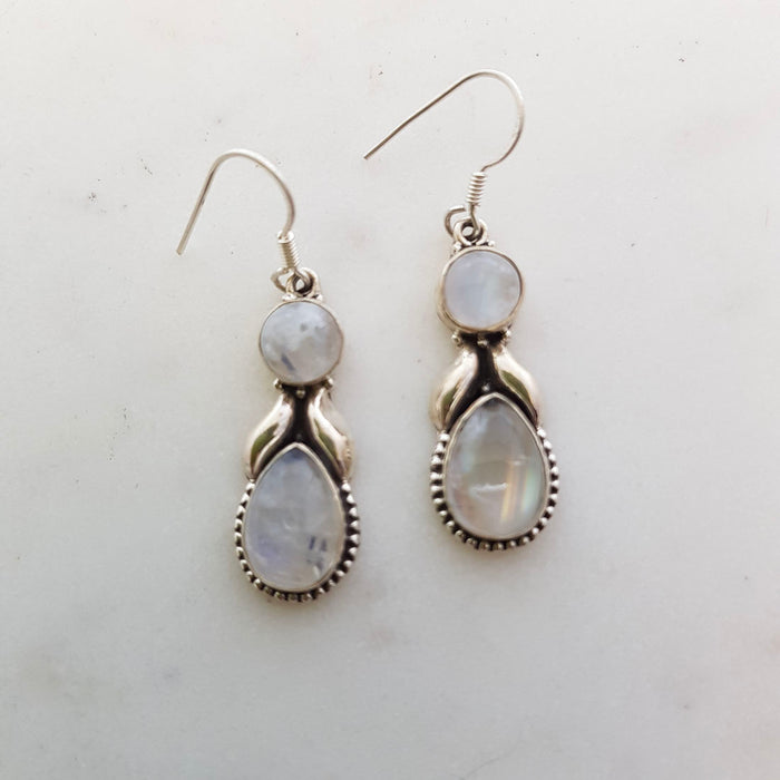 Rainbow Moonstone  Earrings (sterling silver)