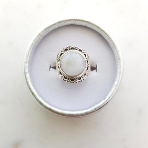 Rainbow Moonstone Ring (sterling silver)