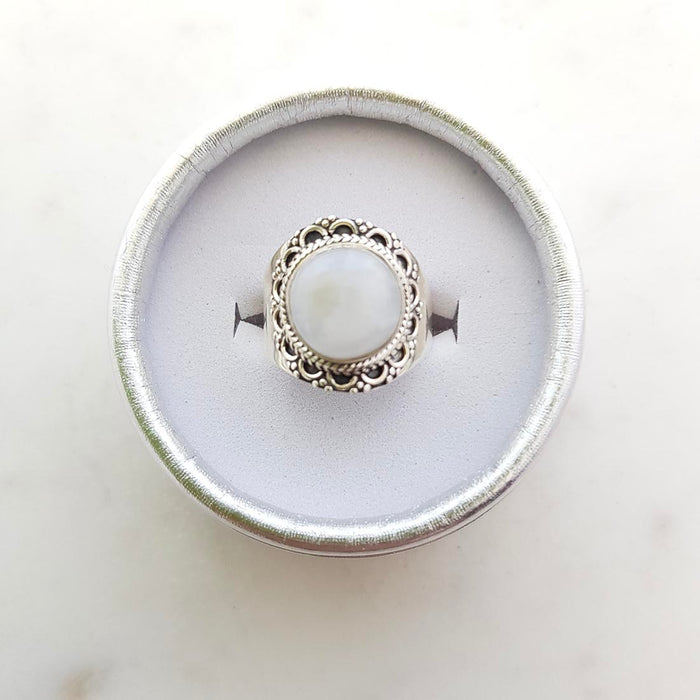 Rainbow Moonstone Ring (sterling silver