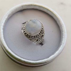 Rainbow Moonstone Ring (sterling silver)