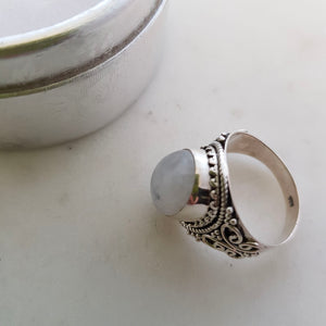 Rainbow Moonstone Ring (sterling silver)