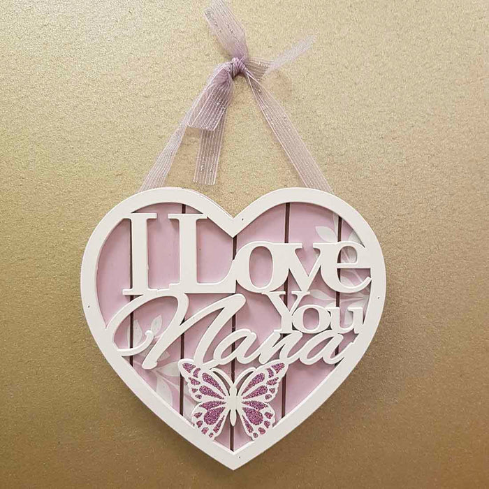I Love You Nana Butterfly Heart Plaque (approx. 15x16cm)