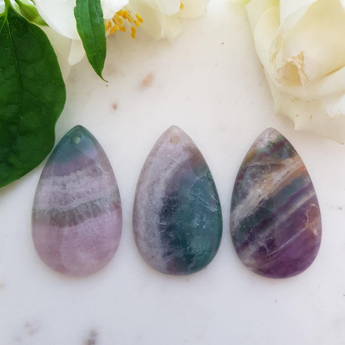 Rainbow Fluorite Tear Drop Pendant (assorted & small)