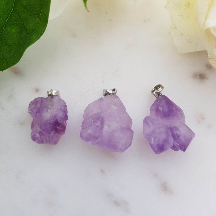 Amethyst Natural Point Pendant (assorted. silver metal bale)