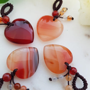 Carnelian Heart Pendant with Beads