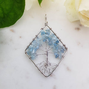 Aquamarine Tree of Life Pendant