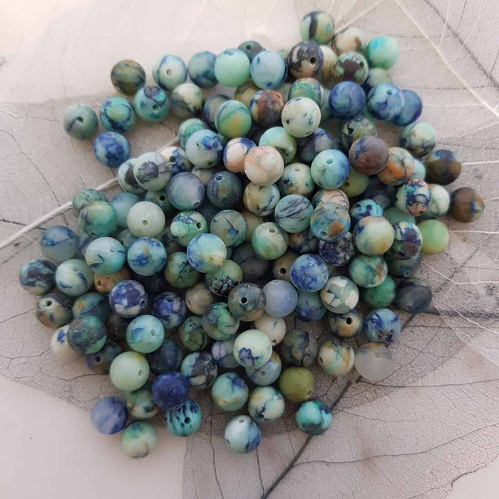 Chrysocolla Frosted Bead (round. assorted. approx. 8mm)