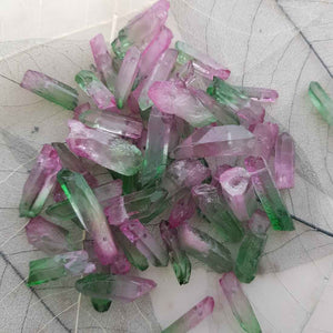 Pink & Green Dyed Quartz Naturally Shaped Point Bead