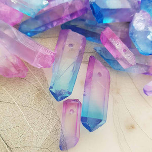 Pink & Blue Dyed Quartz Naturally Shaped Point Bead