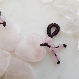 Rose Quartz Heart Pendant with Beads