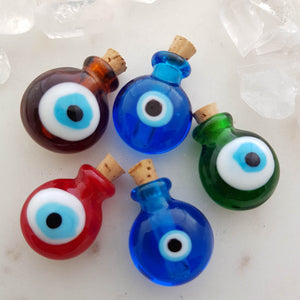 Blue Eye Handmade Lampwork Bottle