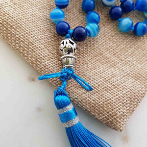 Blue Dyed Agate Mala/Prayer Beads.