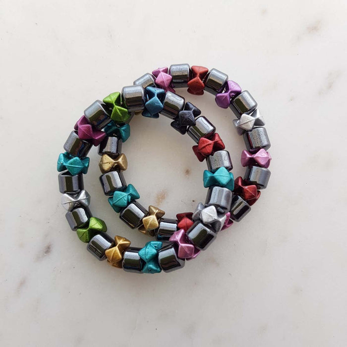 Colourful Magnetic Hematite Bracelet (reconstituted hematite)