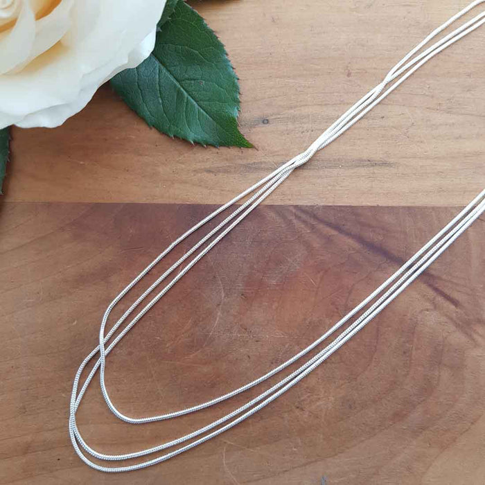 Rhodium Plated Sterling Silver 45cm x 1mm Snake Chain