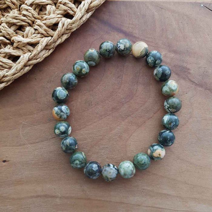 Rhyolite Bracelet (assorted. approx. 8mm round beads)