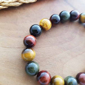 Blue Gold Red Tiger's Eye Bracelet