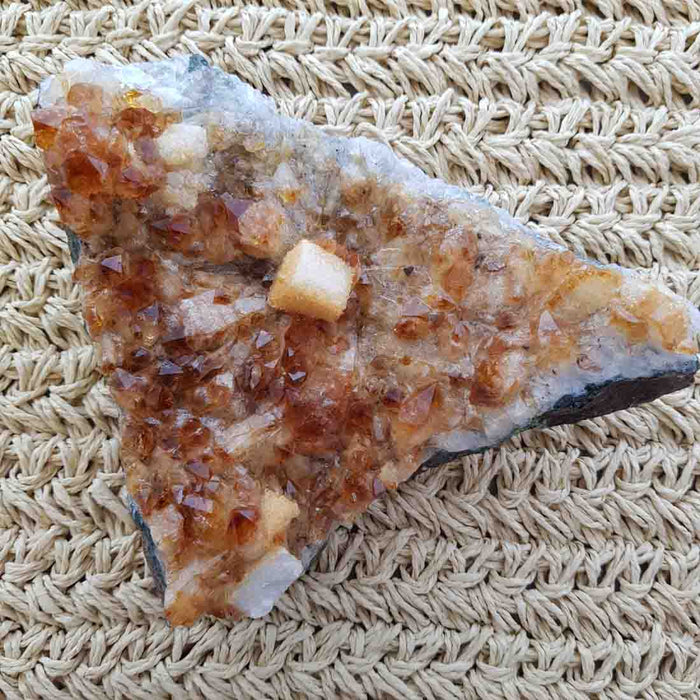 Citrine Cluster with Calcite (stands. approx. 13.5x17x5.5cm)