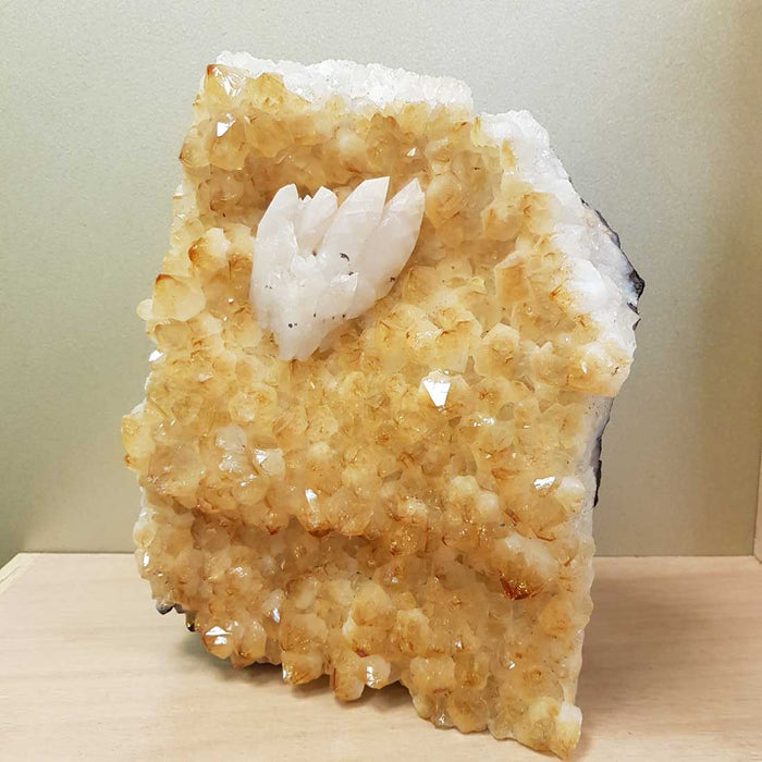 Citrine with Calcite Standing Cluster (heat treated. approx. 28x21x8cm)