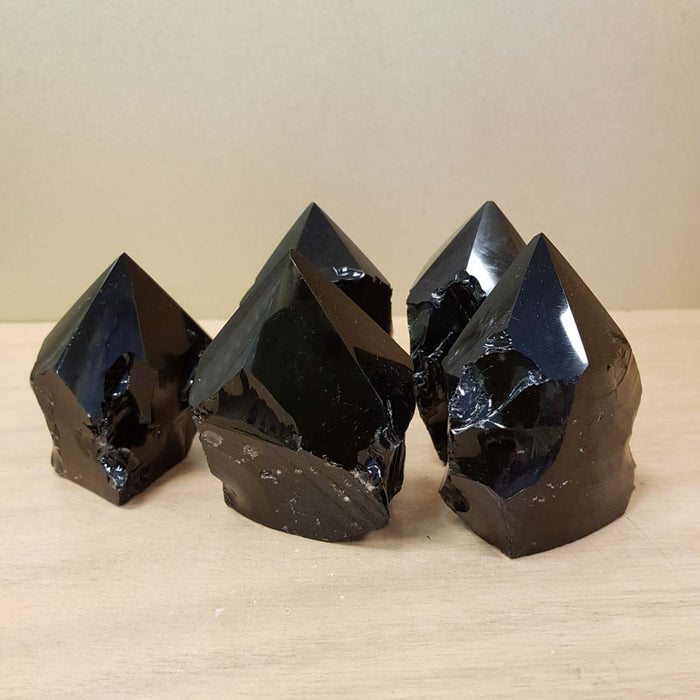 Black Obsidian Partially Polished Point (assorted. approx. 9-9.8x8.8-8.9x5.5-5.6cm)
