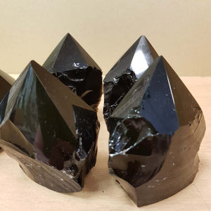 Black Obsidian Polished Point with Rough Cut Base