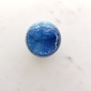 Blue Dyed Agate Geode Sphere