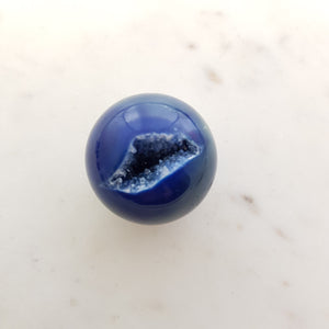 Blue Dyed Agate Geode Sphere