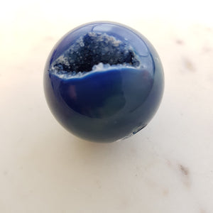 Blue Dyed Agate Geode Sphere