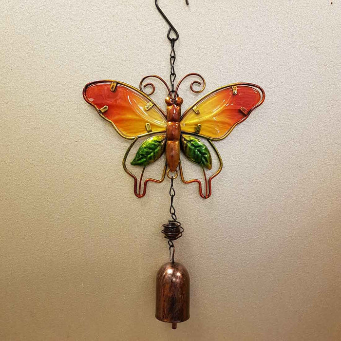 Orange Butterfly Bell Wind Chime (approx. 31.5x12x3cm)