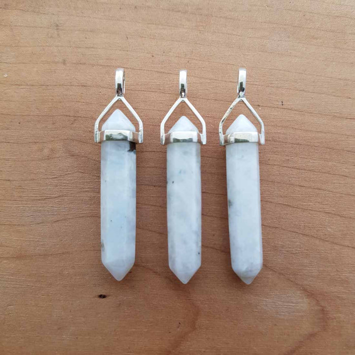 White Moonstone Point Pendant (assorted. sterling silver)