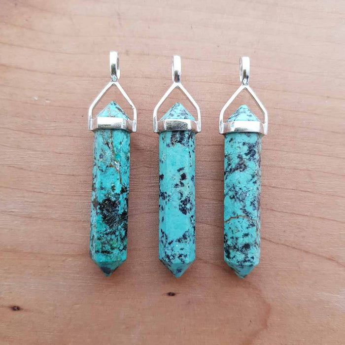 African Turquoise Point Pendant (assorted. sterling silver)