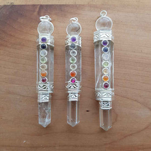 Clear Quartz Chakra Wand Pendant