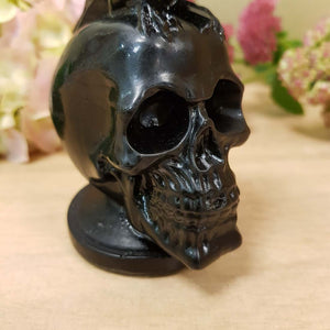 Black Obsidian Skull with Raven